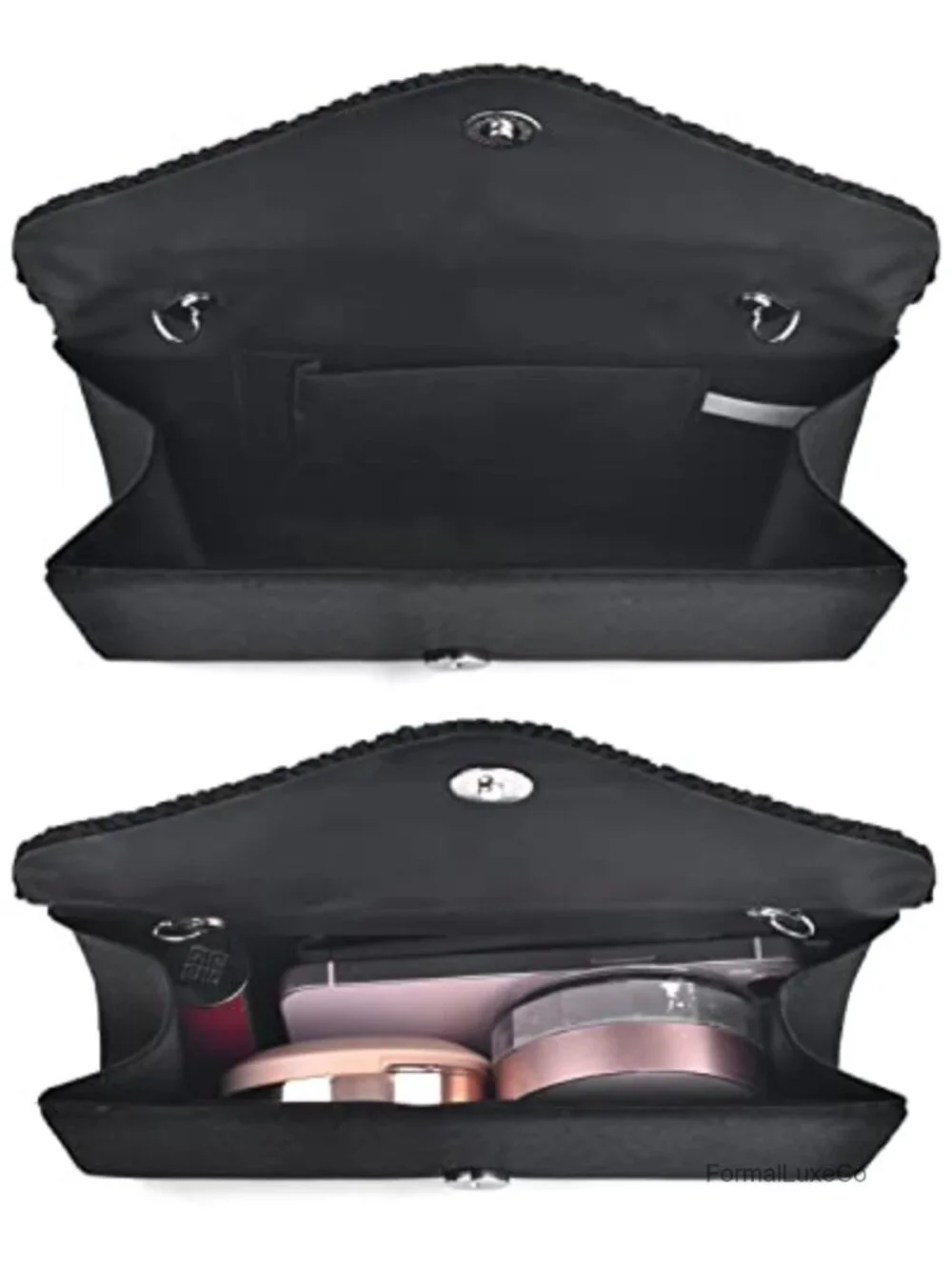 Satin Envelope Clutch with Rhinestones Crossbody Shoulder Bag Evening Wedding